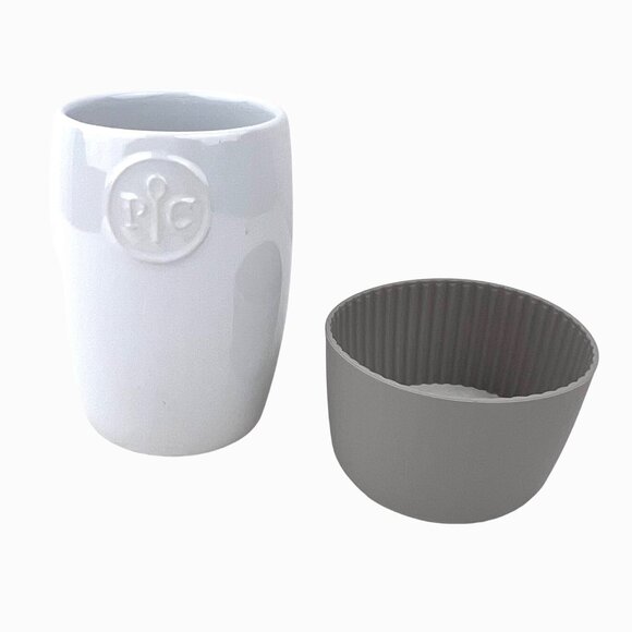 Pampered Chef Ceramic Egg Cooker Replacement w/ Gray Silicone Sleeve No Lid - Picture 4 of 7